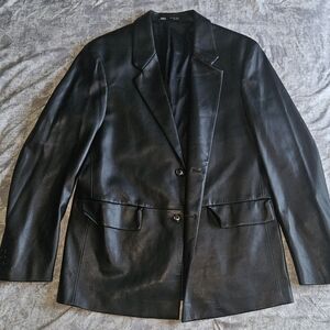 Zara Black Leather Blazer